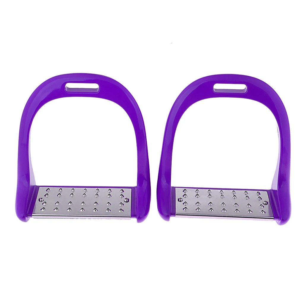 1Pair Anti Slip Aluminium Horse Saddle English Stirrups Horse Riding Equestrian Safety 18x15cm Plastic Safety Stirrups