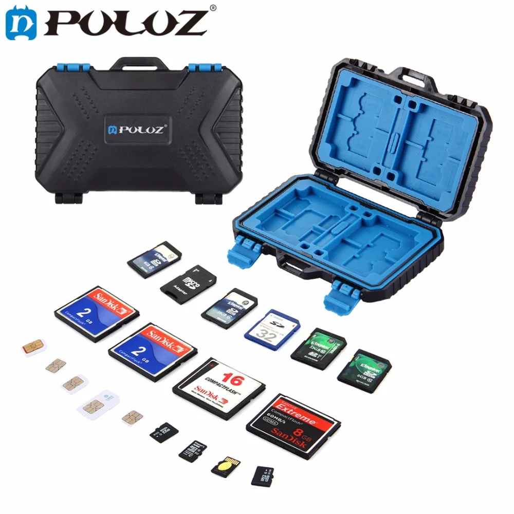PULUZ 27 in 1 Memory Card Case Holder Waterproof Storage Box Protector for 4CF+ 8SD+9TF+ 1Card PIN +1SIM +2Micro-SIM +2Nano-SIM in memory poetry card grandpa