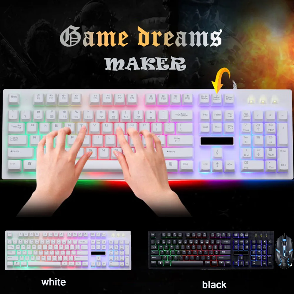 USB Проводная клавиатура и мышь G20 комбинированный RGB светодиодный комплект с