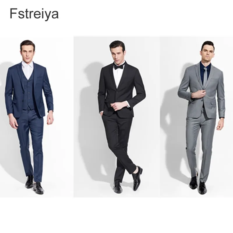Costume homme men wool suit in men's suits with pants 3 piece set custom made mariage wedding suits plus size latest coat design