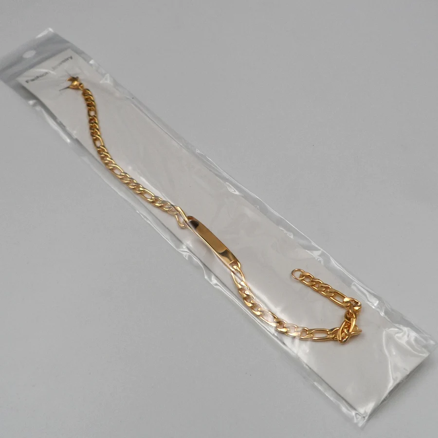5pcs Lot ID Bracelet Stainless steel Gold for women men Gifts 4mm 8.66''