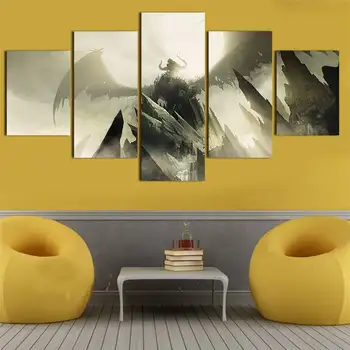 

5 Panel Printed Canvas Painting Warcraft Art Modern Home Decor Wall Art Picture For Living Room Canvas Art Canvas Printings