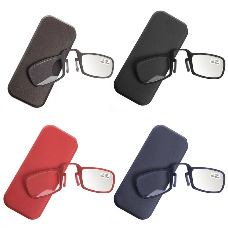 

Guanhao Nose Protable Resting Reading Glasses Keychain Unisex Wallet Reading clip on Mini Reading Glasses With Case +1.0+4.0