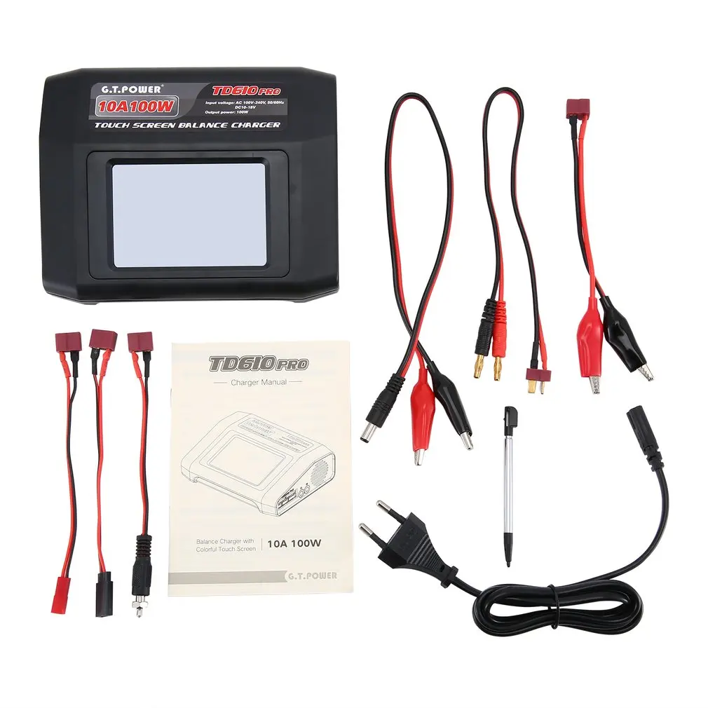 

G.T POWER TD610 Pro 10A 100W Balance Charger Colorful Touch Screen for 1-6S LiPo Lilon LiFe LiHV 1-14S NiCd NiMH EU/US Plug