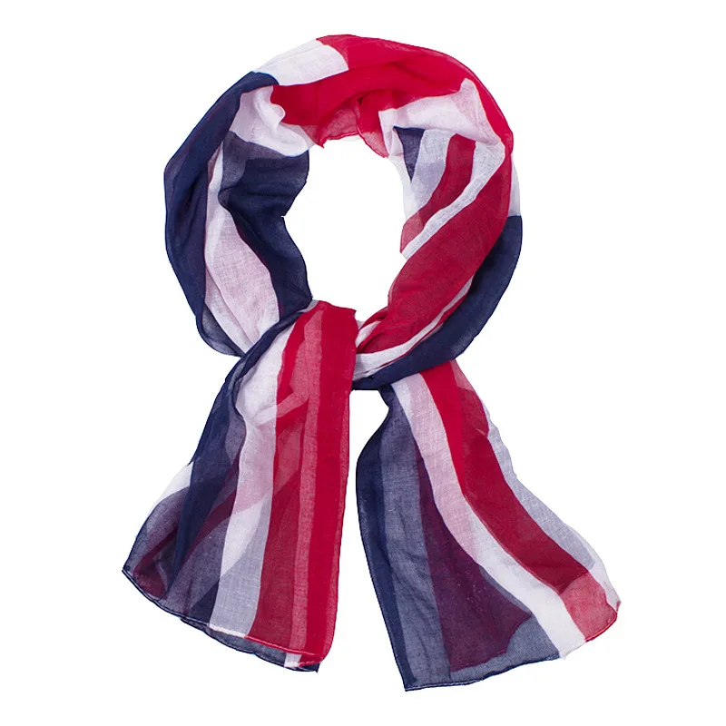 

2017 New Fashion Scarfs for Women Lightweight Blue England Flag Printing Polyester Long Scarfs 160*55cm