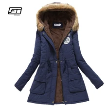 Nuevo invierno militar abrigos mujeres algodón wadded chaqueta con capucha medio-largo casual parka espesor más tamaño XXXL edredón nieve outwear