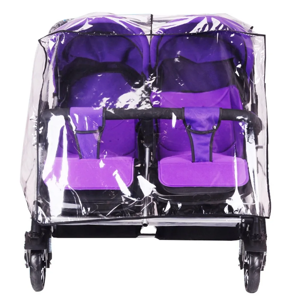 

Twins Baby Stroller Rain Cover Keep Warm Rainproof Dustproof Windproof Anti-fog Snowproof Raincoat for Pram Carriage Pushchair