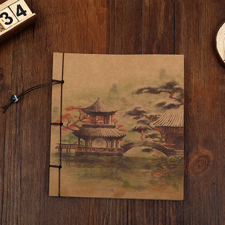 

15*17cm Kraft Design Diary Notebook Notepad, Stitching Binding Blank Pages Drawing Book, Traveler Journal Planner Folios
