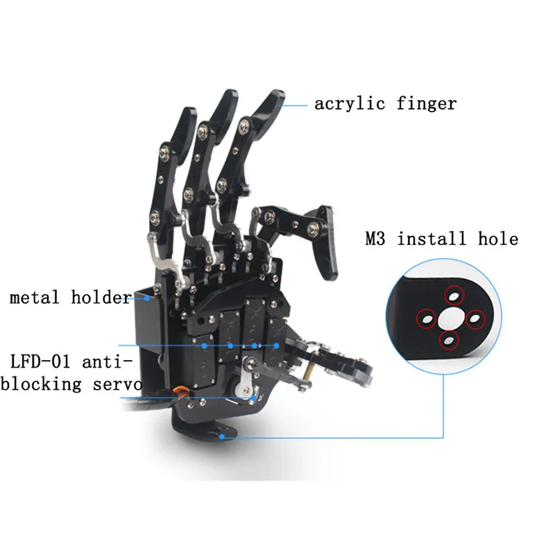 Новые поступления LOBOT uHand2.0 DIY RC рука робота независимая пальцы и LFD-01 Anti0-block сервоприводы