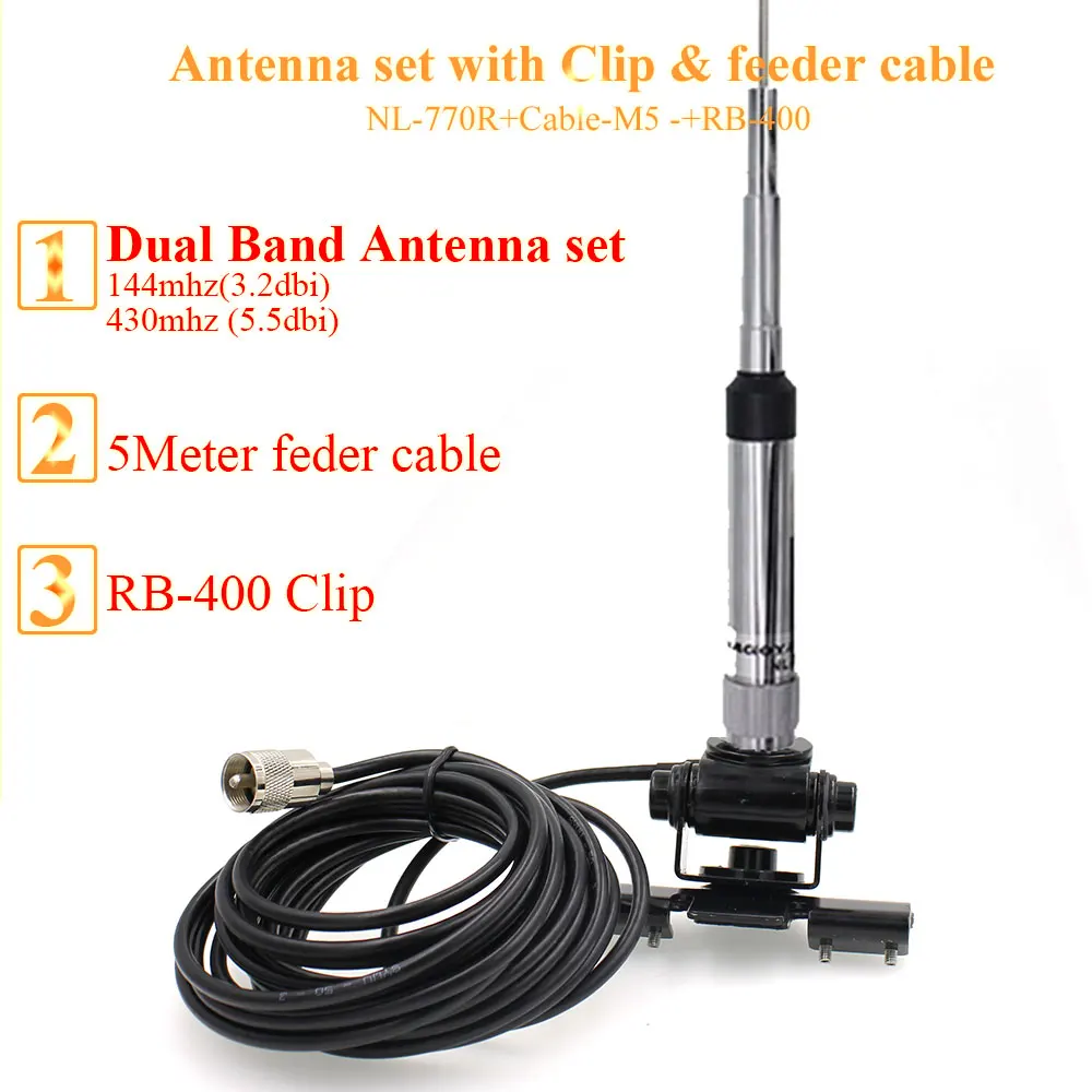 

Nagoya Mobile Antenna NL-770R UHF VHF Dual Band Clip Mount Coxial Cable for QYT KT-980plus KT-8900 KT-8900d BJ-218 Car Radio