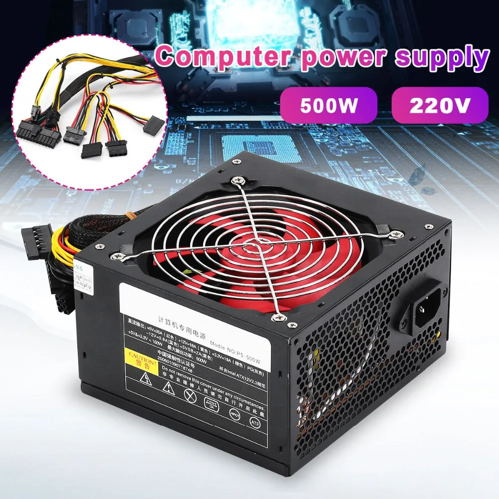 

Desktop Power 400W/500W Quiet Power Switching 12V ATX BTC Power Supply SATA 20PIN+4PIN Power Supply Computer For Intel AMD PC