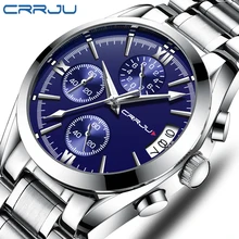 Relogio Masculino CRRJU мужские часы лучший бренд класса люкс водонепроницаемые 24 часа дата Кварцевые часы мужские кожаные спортивные наручные часы