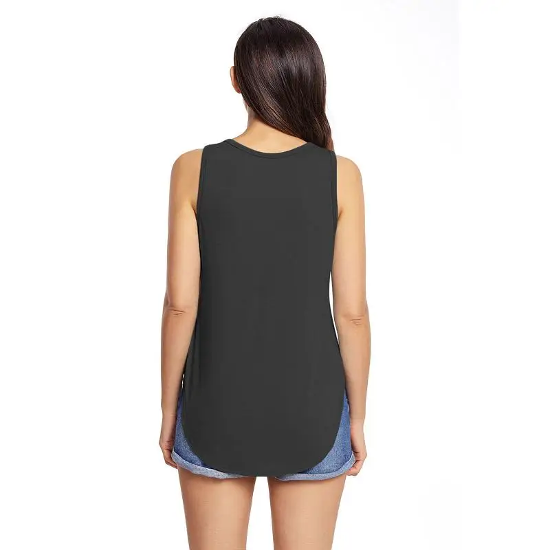 Dreszdi Summer Casual Cross Black Tank Top Women High Split Back Sleeveless Blouse Cool Hi-Low Hem Ladies White Tops S-XXL (1)