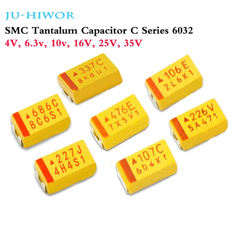10 шт. SMC Тантал конденсатор C серии 6032 (4 В 330 мкФ) (6,3 В 220 мкФ) 10 В (47 мкФ 100 мкФ) 16 В (22 мкФ 47 мкФ 68 мкФ) 25 В (10 мкФ 22 мкФ) (35V10uF)