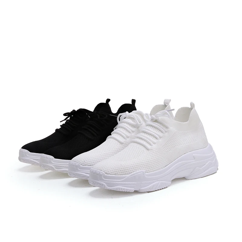 Bas Casual De Surface Chaussures Mode Black Intérieure Surélévation Sport white Volant Tissé Épaississement Femmes élastique Haute Petit Étudiant qxP1xpvw