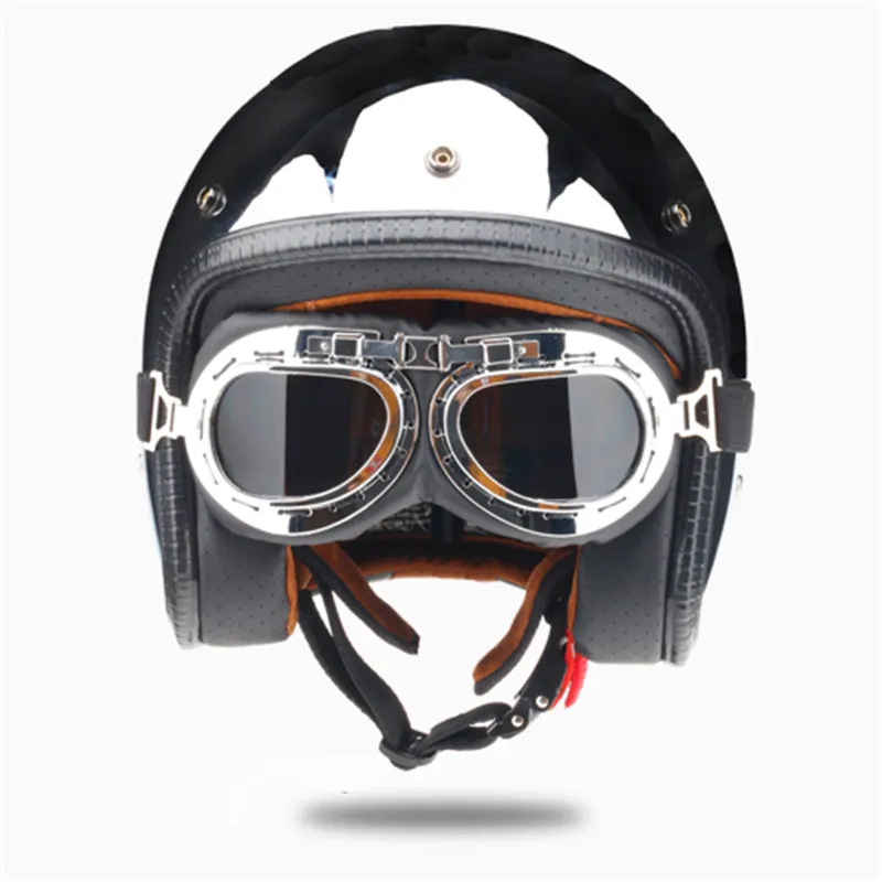 

hot sell chrome silver motorcycle helmet open face retro vintage helmets can add bubble shield 3/4 harley half face moto helmet