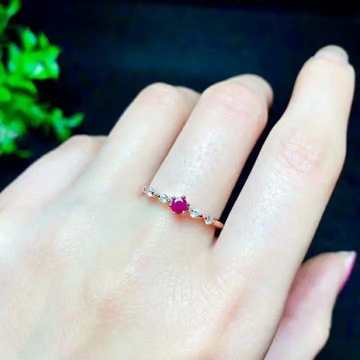 shilovem 925 sterling silver Natural red RUBY Ring fine Jewelry women trendy ETHNIC WEDDING open 3*3mm qj030301agh