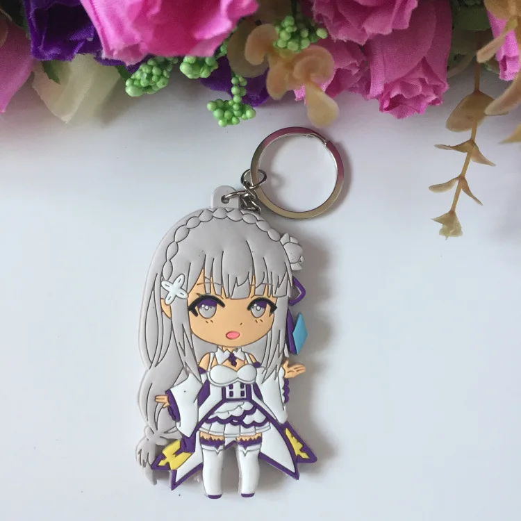Re Life in a diferente mundo de zero Anime PVC llavero Pack Rem Ram caricatura cosplay silicona para llave joyería regalos de fiesta