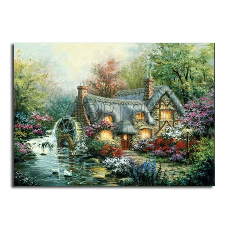 

5D Diy diamond painting Cross Stitch seasons house scenery,Diamond mosaic embroidery landscape flower living room home decor