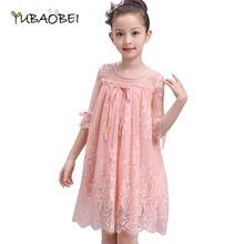 Детское кружевное платье принцессы для девочек Новинка, лето-осень, детское розовое/красное платье со средним рукавом с цветочным рисунком для свадебной вечеринки детская одежда