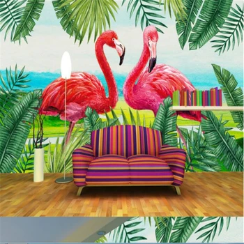 

beibehang Custom 3D Mural Wallpaper Southeast Asia Tropical Rain Forest Flamingo Photo Background Wall Painting Canvas Wallpaper