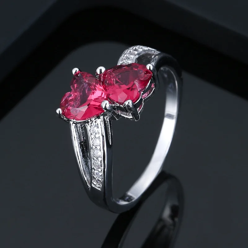 Классические розовые кристаллы двух сердец с фианитами ААА австрийский Rhinstone