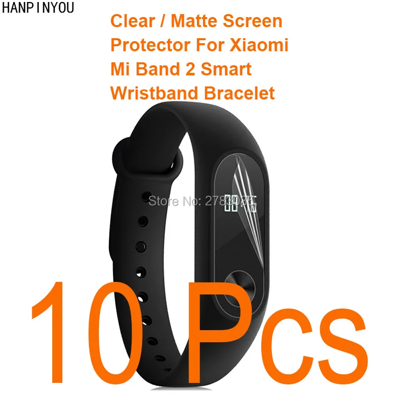 

10pcs For Xiaomi Mi Band 2 SmartWatch Clear Glossy/Anti-Glare Matte Screen Protector Protective Film Guard (Not Tempered Glass)