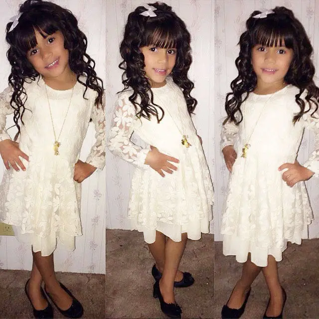 Baby Girl Kids Princess Party White Tulle Tutu Gown Floral Formal