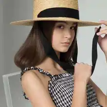 01901-hh7270 Новая летняя натуральная трава ручной работы черная лента Шляпа Fedora для мужчин и женщин для отдыха пляжная шляпа