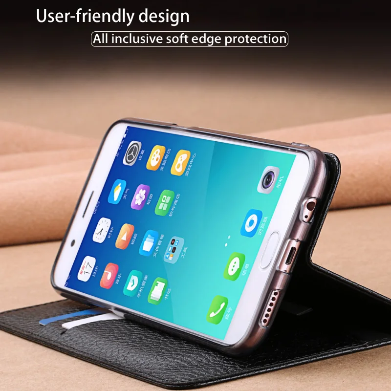 

Luxury PU lychee textured case for Nokia 7 plus all handmade clamshell Genuine leather Mobile phone protection case