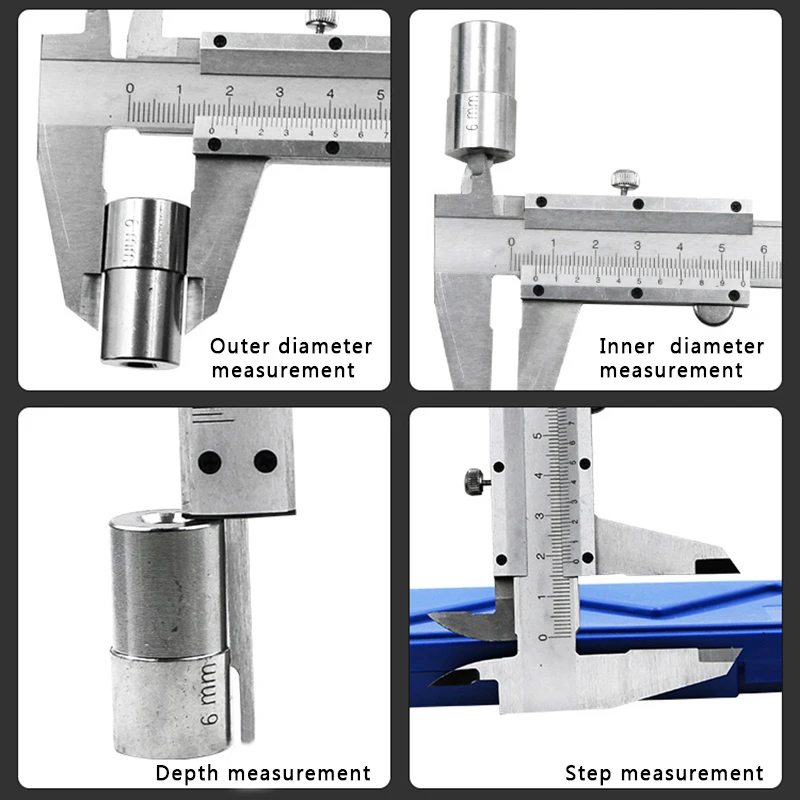 Штангенциркуль 0-150 мм 200 мм 0,02 мм Металлические Штангенциркули Калибр серый микрометр измерительные инструменты штангенциркуль Инструмент Линейка