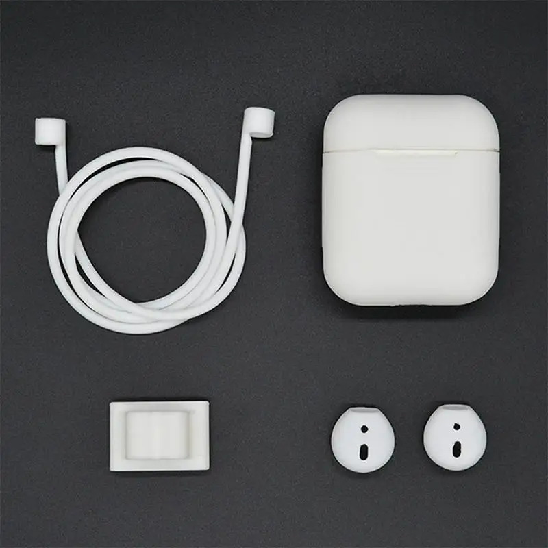

5 in 1 Silicone Cover Case Earphone Accessories for Airpods Headset Silicone Case+Neck Strap+Watch Band Holder+Earhook Cover