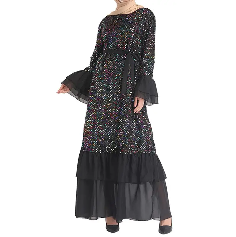 Пайетки Абая Дубай, Турция хиджаб мусульманское платье Кафтан Абая s для женщин jilbaba кафтан ИД исламский халат одежда Рамадан Elbise Giyim - Цвет: Colored dress