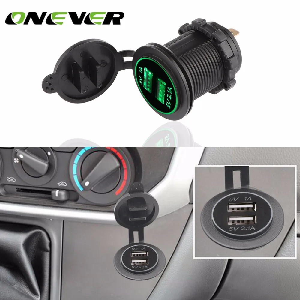

Car 2.1A USB Socket Charger 5V 2.1A/1A High Quality with Voltmeter Modification Accessory for Motorcycle Truck ATV Boat 12-24v