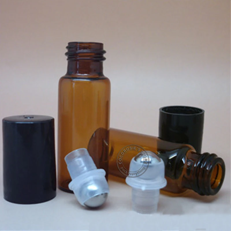 

(30pieces/lot)5ML Glass Roll on Bottle Essential Oil Roller-on bottle for Essential Oil Amber Perfume bottle