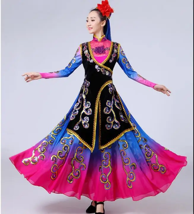 

Chinese Folk Dance Uighur Ethno style Adult Uygur Xinjiang dance wear Traditional embroidery