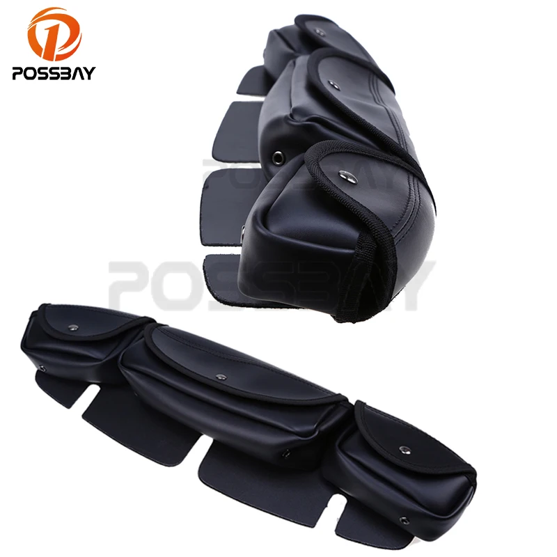 POSSBAY Motorcycle Windscreen Windshield PU Leather Bag Saddle 3 Pouch