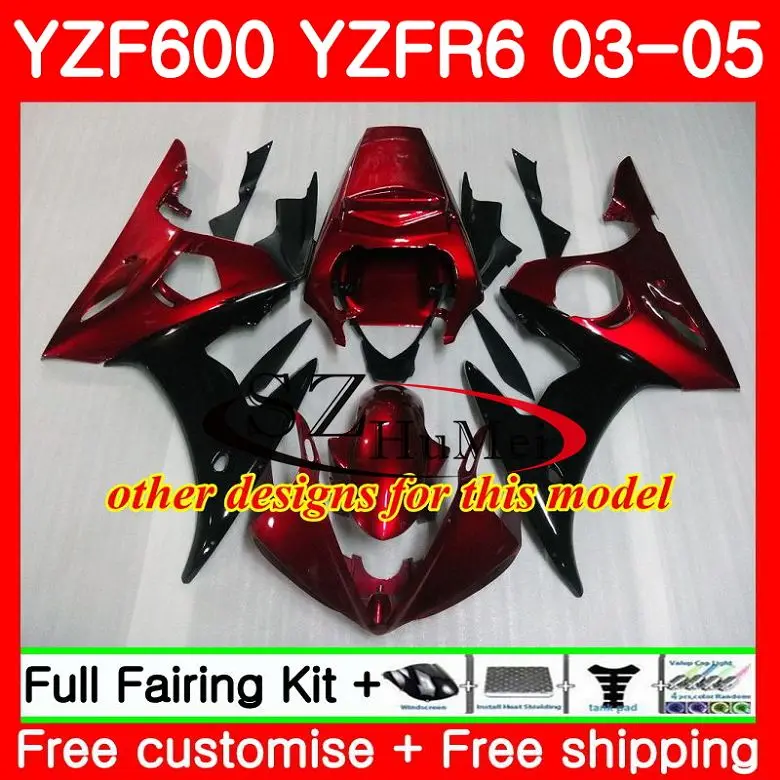 Корпус для YAMAHA YZF600 красное пламя YZF R6 R 6 03 600 кузов 67SH15 YZFR6 04 05 R600 2003 2004 2005