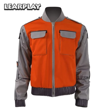 

Back To Future Marty Mcfly Jacket Cosplay Costume Man Coat New Casual Outwear Halloween Suit with Pocket Winter Warm Coat