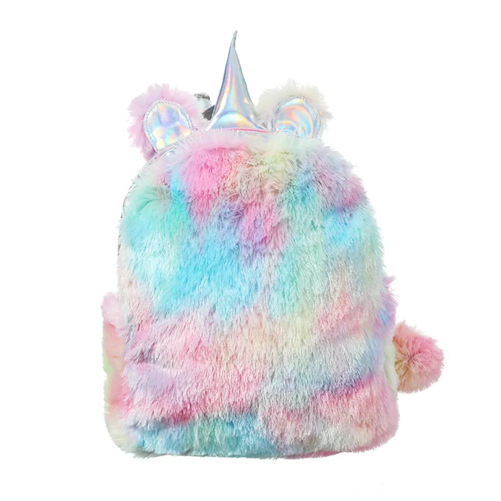 Hologram Tie-Dye Unicorn Plush Backpack -Unicorn Fashion
