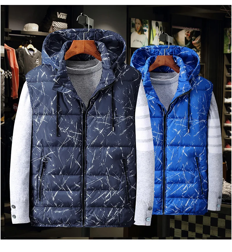 

6XL 7XL 8XL 9XL 10XL Loose Vest Men Thicken Warm Cotton-padded Waistcoat Male Hooded Sleeveless Parka Jacket Detachable