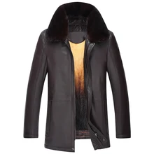 2017 Zipper Natural Sheepskin Fur Coat Fashion Casual Designer Brand Black and Brown Coat T0253