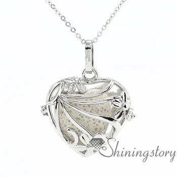 

heart flower metal volcanic stone essential oil necklace wholesale diffuser lockets diffuser jewelry scent locket openwork