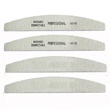 

Hot Sale 2pcs/lot professional washable nail file 100/180 semilune banana shape sanding buffer file manicure nail art tool