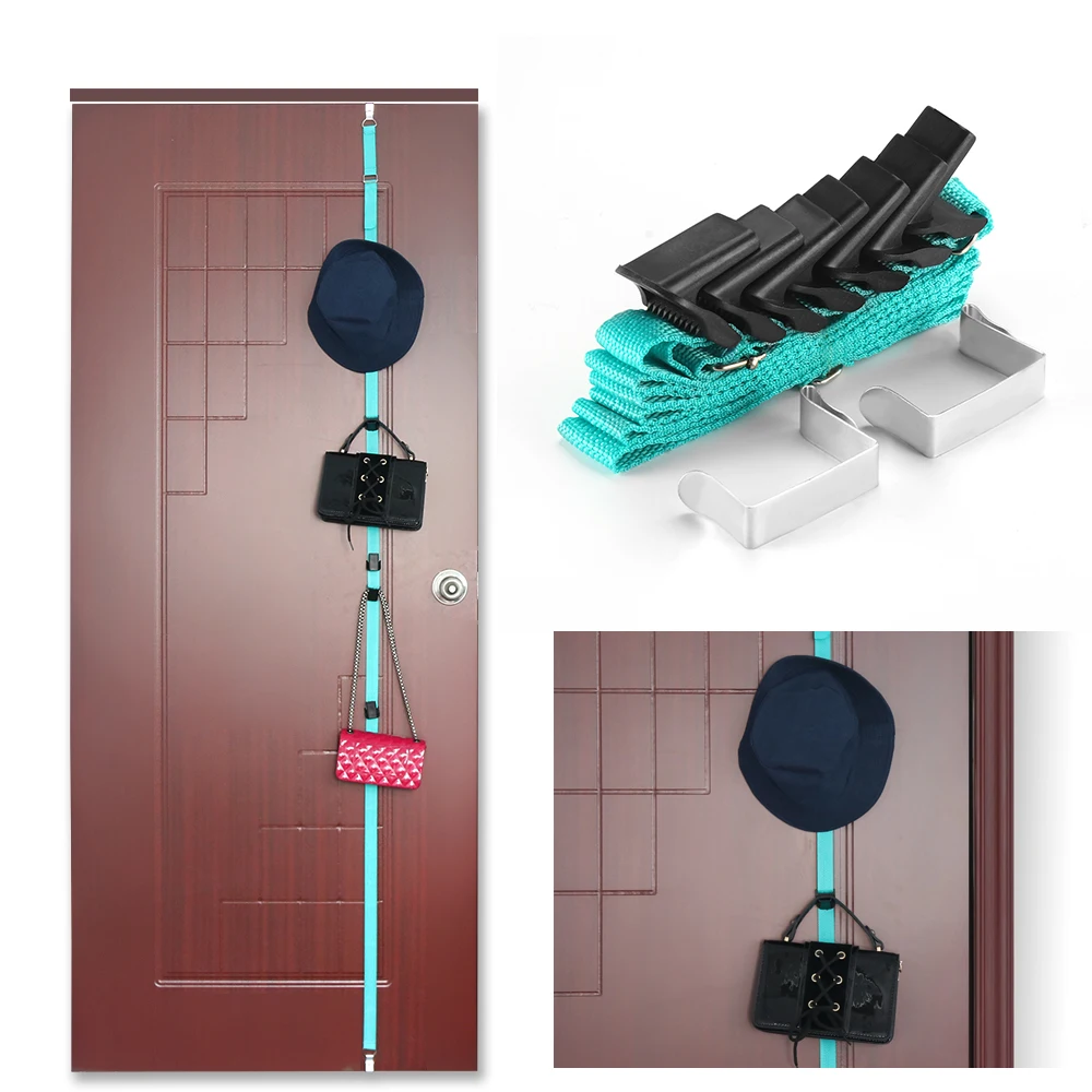 Adjustable Hanging Rack Strap Storage Cap Bag Clothes with Hooks Door