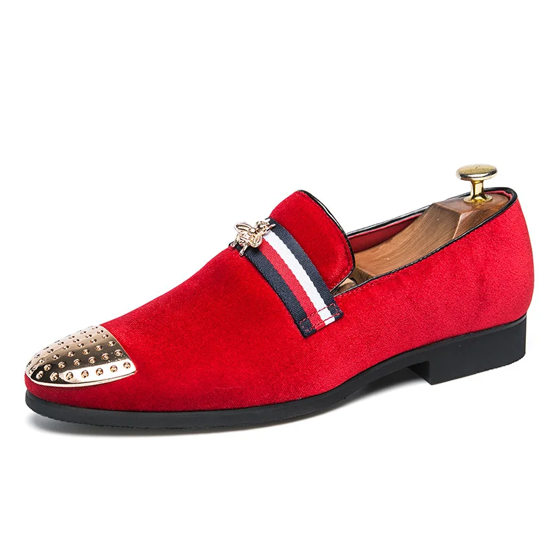 Negócios Preto Moda Plana Dos Casuais Itália Loafer Casamento Metal De Festa Size Decoração Design 47 Couro vermelho Sapatos Homens Mocassins Plus HH4vO