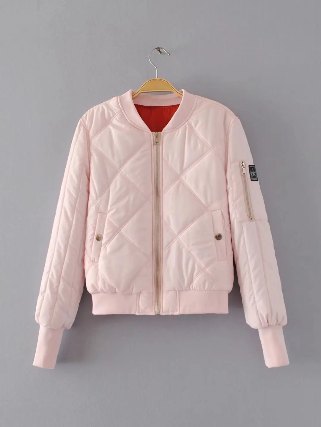 Aelegantmis для женщин основной курточка бомбер осень зима толстые теплые хлопковые пальто леди бейсбол куртки верхняя одежда повседневное уличная - Цвет: Розовый