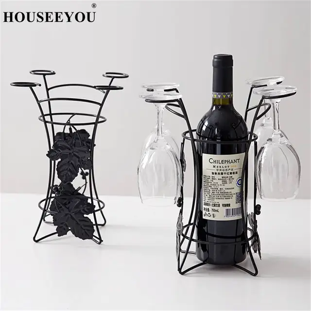 2in1 Red Wine Rack Glass Cup Holder Party Glasses Bottle Display