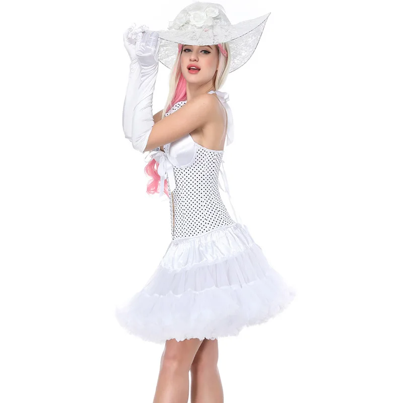Waist Trainer Corsets White Halter Sexy Gothic Corsets Dress Dot Corsets With Skirt Body Shapers Intimates Corsets And Bustiers (5)