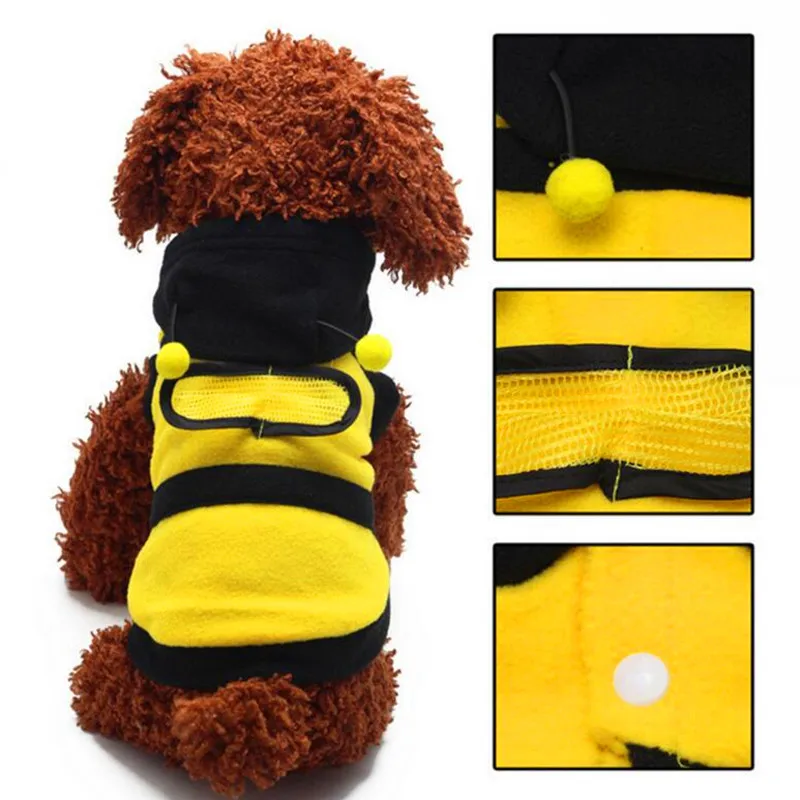 Dogs clothes Cute Fleece Bumble Bee Lovely Wings Dog Cat